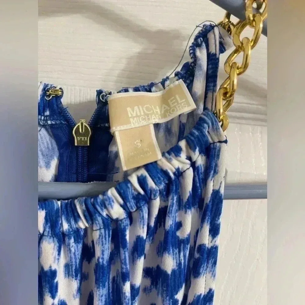 Stunning Michael Michael Kors Chain Halter Dress in Twilight Blue Size S - Picture 7 of 7